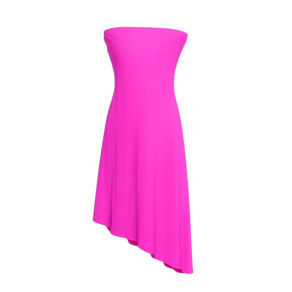 SEE YOU MONDAY VIBRANT HOT PINK STRAPLESS ASYMMETRICAL PARTY COCKTAIL DRESS SZ.M